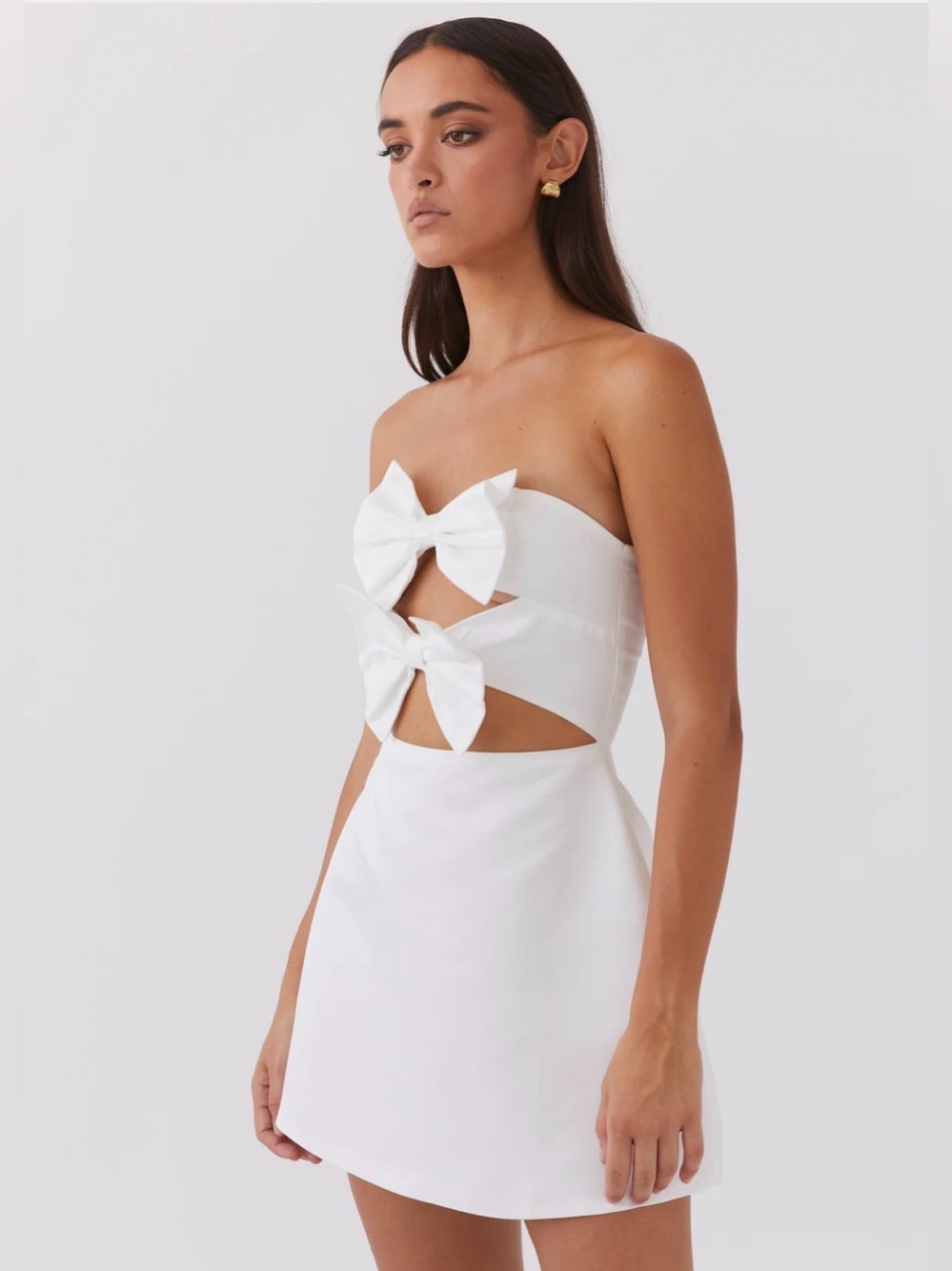 NWT Peppermayo Girl Crush Bow Mini Dress in White, Size 4 - Picture 9 of 10